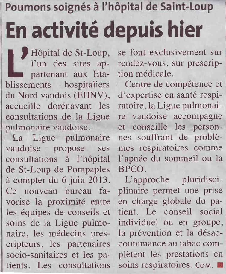 article de journal, hopital de Saint-Loup